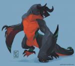 ambiguous_gender blue_background feral green_eyes horn simple_background solo tail text pythosart nintendo pokemon fish garchomp generation_4_pokemon marine pokemon_(species) shark 2016 absurd_res hi_res url