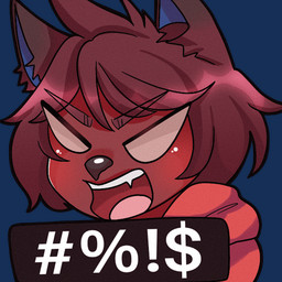 ambiguous_gender angry anthro blue_inner_ear chibi cute_fangs fangs femboy funny_face fur hair inner_ear_fluff messy_hair narrowed_eyes profanity red_body red_fur solo teeth tuft unknown_artist foxxarie canid canine fox mammal 1:1 alpha_channel bust_portrait censored icon low_res portrait