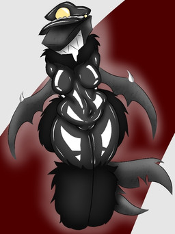 anthro arm_warmers armwear bat_wings bodily_fluids breasts camel_toe claws clothing drooling female fur_leg_warmers fur_neckwear hat headgear headwear latex latex_clothing latex_skinsuit leg_warmers legwear love_handles membrane_(anatomy) membranous_wings navel_outline peaked_cap saliva shark_tail sharp_teeth skinsuit slightly_chubby solo teeth tight_clothing wing_claws wings i11ogica1