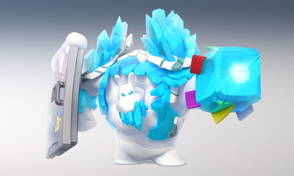 anthro arm_cannon armor big_chin blue_body blue_sclera empty_eyes featureless_crotch featureless_legs fur furrowed_brow gradient_background grey_background holding_object holding_shield light long_ears looking_at_viewer male mitten_hands mouth_closed muscular muscular_anthro muscular_male pauldron shield short_legs simple_background snow solo standing white_body white_fur thomas_veyrat jewish_mythology mario_bros mario_plus_rabbids_kingdom_battle mythology nintendo raving_rabbids rayman_(series) ubisoft hybrid icicle_golem lagomorph mammal mythological_creature mythological_golem rabbid 2017 3d_(artwork) 5:3 adobe_photoshop_(artwork) autodesk_3ds_max_(artwork) autodesk_maya_(artwork) colored crossover digital_media_(artwork) english_description hi_res lighting official_art shaded zbrush_(artwork)