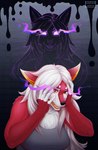 anthro bust_portrait canid canine curse darkness despair duo emotional evil_twin female fox fur ghost glowing glowing_eyes hair harmaagriffin hi_res madness magic mammal portrait possession red_body red_fur shadow spirit white_hair yellow_eyes