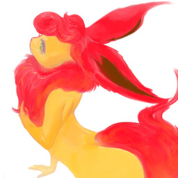 ambiguous_anthro ambiguous_gender anthro biped fluffy fluffy_tail hair inner_ear_fluff long_ears looking_at_viewer looking_back neck_tuft rear_view simple_background smile solo tail tuft white_background mighty-whydah nintendo pokemon eeveelution flareon generation_1_pokemon pokemon_(species) 1:1 digital_media_(artwork) digital_painting_(artwork) painting_(artwork)