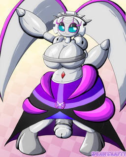 abstract_background big_breasts big_penis biped black_body blue_body blue_eyes breasts genitals grey_body gynomorph huge_breasts huge_penis intersex intersex_humanoid machine metal_penis metallic_body natural_high_heels penis pokemorph purple_body robot_joints solo standing sawcraft1 fakemon nintendo pokemon mona_beta_(al33444) generation_7_pokemon humanoid legendary_pokemon magearna pokemon_(species) project_monarch robot robot_humanoid 2026 absurd_res hi_res