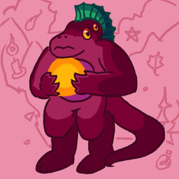 4_eyes ambiguous_gender anthro lamp magenta_body multi_eye solo tail yellow_eyes thegunkster lizard reptile scalie 1:1