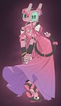 ambiguous_gender cable clothed clothing dress eyes_closed female machine night pink_clothing pink_dress pose rear_view solo star tail auveiss aveline_(auveiss) robot 2025 digital_media_(artwork) hi_res