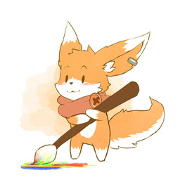 anthro brush dipstick_ears ear_markings ear_piercing ear_ring featureless_crotch front_view fur gloves_(marking) head_tuft holding_brush holding_object leg_markings male markings mostly_nude mouth_closed multicolored_ears orange_body orange_fur painting_(object) piercing red_scarf ring_piercing scarf simple_background simple_eyes socks_(marking) solo standing tuft unsigned white_body white_fur papayafurry canid canine fox mammal full-length_portrait portrait