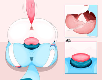 animal_genitalia animal_vulva anus big_butt blue_body blue_fur bodily_fluids butt butt_focus canine_genitalia canine_vulva duo female female/female female_on_bottom female_on_top feral french_kissing from_front_position fur genital_fluids genitals kissing kissing_with_both_sets_of_lips mating_press multicolored_body on_bottom on_top penetration pink_body pink_fur pussy_stacking sex simple_background tail tail_motion tailwag tongue tribadism vaginal vaginal_fluids vaginal_penetration vulva white_body white_fur majika nintendo pokemon canid canine eeveelution generation_4_pokemon generation_6_pokemon glaceon mammal pokemon_(species) sylveon 2025 hi_res multiple_scenes signature