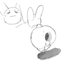 anthro anus balls big_butt bodily_fluids butt excessive_feces feces feces_pile gaping gaping_anus genitals hyper hyper_feces imminent_scat long_ears male nude poop_in_ass poop_on_floor pooping scatplay simple_background solo standing sweat sweatdrop tail white_background white_body tiosqr lagomorph leporid mammal rabbit monochrome