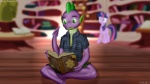 anthro anthrofied book bottomwear clothed clothing duo female feral fur green_eyes hair horse_tail multicolored_hair multicolored_tail purple_body purple_fur purple_hair shorts spade_tail tail two_tone_hair reinkorn british_broadcasting_corporation doctor_who friendship_is_magic hasbro my_little_pony mythology spike_(mlp) twilight_sparkle_(mlp) dragon equid equine horse lizard mammal mythological_creature mythological_scalie pony reptile scalie 16:9 hi_res widescreen