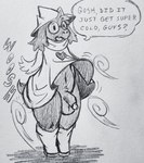 anthro balls biped boots clothing dialogue eyewear footwear genitals glasses hat headgear headwear humanoid_genitalia humanoid_penis male oblivious penis scarf shoes solo text wardrobe_malfunction wind fauxtellno1 deltarune undertale_(series) ralsei bovid caprine goat mammal english_text traditional_media_(artwork)