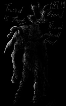 ambiguous/ambiguous ambiguous_gender anthro body_horror claws creepy_face creepy_smile dark dark_room dialogue feral long_limbs long_neck looking_at_viewer looking_back looking_back_at_viewer nightmare_fuel parasite scary sharp_teeth slim smile solo standing tall teeth twisted l30lves casualties:_unknown dead_by_daylight the_unknown_(dead_by_daylight) arthropod dune_(gunsawian) gunsawian insect absurd_res hi_res mixed_media monochrome traditional_media_(artwork)