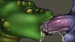 anthro balls bodily_fluids close-up conditional_dnp crocodile crocodilian crocodylid cum cum_in_mouth cum_inside disembodied_penis dragon duo egyptian_mythology erection fellatio genital_fluids genitals green_body green_scales grey_background looking_away looking_back male male/male male_penetrated male_penetrating male_penetrating_male middle_eastern_mythology mythological_creature mythological_scalie mythology nude open_mouth oral oral_penetration penetration penile penis reptile scales scalie sex simple_background sobek sons_of_the_nile tojo_the_thief tongue vein yellow_eyes