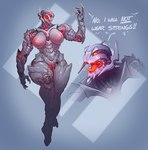 big_breasts breasts crossgender curvy_figure dialogue female genitals glowing glowing_eyes hourglass_figure machine metallic_body mtf_crossgender nipples not_furry pussy red_eyes solo text wide_hips rube marvel ultron humanoid robot robot_humanoid 2025 english_text full-length_portrait hi_res portrait