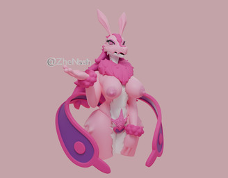 big_breasts breasts female fur solo zhenash palworld pocketpair lizard lovander pal_(species) reptile scalie 3d_(artwork) blender_(artwork) digital_media_(artwork) hi_res