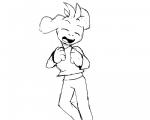 anthro clothed clothing happy jumping long_ears male midriff playful simple_background smile solo white_background young byondrage undertale undertale_(series) asriel_dreemurr boss_monster_(undertale) bovid caprine goat mammal 2016 5:4 animated black_and_white digital_media_(artwork) monochrome short_playtime