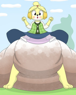 3_toes accessory anthro big_diaper black_eyes blush clothed clothing diaper excessive_feces feces feet female fur green_dress_shirt hair_accessory hair_tie huge_diaper hyper hyper_diaper hyper_feces hyper_soiling looking_down open_mouth pooping raised_arms smelly soiled_diaper soiling soiling_diaper solo stink_fumes toes unclean_diaper upskirt used_diaper white_body white_fur yellow_body yellow_fur nyxiettenyxstar animal_crossing nintendo isabelle_(animal_crossing) canid canine canis domestic_dog mammal shih_tzu toy_dog 4:5 hi_res