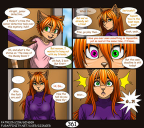 angry anthro bangs big_breasts biped breasts clothed clothing colored_nails dialogue doorway duo ear_piercing ear_ring female fingers front_view fur green_eyes group hair hand_on_shoulder happy heterochromia inner_ear_fluff inside long_bangs long_hair longsleeve looking_at_viewer looking_back looking_back_at_viewer male nails open_mouth orange_hair piercing pink_clothing pink_nails pink_shirt pink_t-shirt pink_topwear profanity purple_clothing purple_eyes ring_piercing shirt shocked short_hair smile solo speech_bubble standing surprised suspicious sweater t-shirt tail teeth text topwear trio tuft turtleneck young iginger em_(iginger) ginger_(iginger) domestic_cat felid feline felis mammal comic digital_media_(artwork) english_text hi_res multiple_scenes portrait url brother_(lore) brother_and_sister_(lore) male_(lore) sibling_(lore) sister_(lore) son_(lore) twins_(lore)