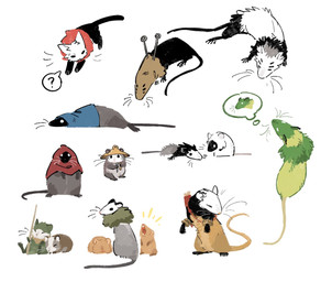 6_eyes alternate_species ambiguous_gender black_body black_eyes black_fur blue_clothing bodily_fluids cloak clothing empty_eyes eyes_closed feral fur green_body group hat headgear headwear holding_object looking_at_another lying multi_eye neck_tuft on_front on_ground open_mouth paws quadruped question_mark red_cloak red_clothing simple_background sitting speech_bubble sweat sweatdrop tail teeth tongue tuft whiskers white_background white_body white_eyes white_fur yellow_body yellow_fur aaasakawa hollow_knight:_silksong hollow_knight_(franchise) team_cherry first_sinner garmond_(hollow_knight:_silksong) green_prince_(hollow_knight:_silksong) hornet_(hollow_knight) lace_(hollow_knight:_silksong) phantom_(hollow_knight:_silksong) pinstress seamstress_(hollow_knight:_silksong) seth_(hollow_knight:_silksong) shakra_(hollow_knight:_silksong) sherma_(hollow_knight:_silksong) widow_(hollow_knight:_silksong) zaza_(hollow_knight:_silksong) cricetid domestic_cat felid feline felis flea_(hollow_knight:_silksong) hamster mammal mouse murid murine rodent 2026 hi_res female_(lore) male_(lore)