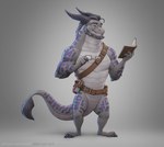 anthro facial_hair feet fingers hair horn male smile solo tail toes zaush mythology dragon mythological_creature mythological_scalie scalie wingless_dragon digital_media_(artwork)