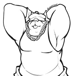 anthro biceps blep chain_necklace clothing gloves hands_behind_head handwear hat hat_over_eyes headgear headwear jewelry male necklace pecs playful pose raised_arms shirt smile solo tank_top tongue tongue_out topwear bombastickon deadlock_(game) valve mo_(deadlock) eulipotyphlan mammal mole_(animal) monochrome pinup