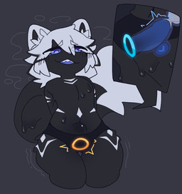 anthro autopenetration black_body black_fur bodily_fluids clothing cum cum_in_ass cum_in_own_ass cum_in_self cum_inside fur genital_fluids male markings masturbation non-euclidean_masturbation non-euclidean_sex panties penetration portal_masturbation portal_panties portal_sex prostate_stimulation sex solo thinking_with_portals underwear white_body white_fur white_markings ruedeath conquest_(connette)