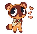 animal_crossing anthro bottomless canid canine clothed clothing clothing_lift heart_symbol male mammal nintendo raccoon_dog shirt shirt_lift simple_background solo standing sweetpotato_(artist) tanuki tommy_nook topwear young young_anthro