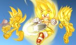 5_fingers abs anthro clothing fingers footwear gloves handwear male muscular muscular_anthro muscular_male red_eyes shoes simple_background solo yellow_body krazyelf sega sonic_the_hedgehog_(series) super_sonic eulipotyphlan hedgehog mammal 2022 5:3 absurd_res hi_res