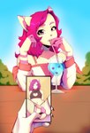 2023 anthro arctic_fox arlo_sloane canid canine cellphone date date_pov drinking electronics fox genitals girly hi_res holding_cellphone holding_object holding_phone lips male male_focus mammal penis phone ruined_reputation spread_legs spreading straw_(disambiguation) sucking suelix tomgirl true_fox