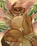 anthro anthrofied anus belly big_belly brown_body brown_fur butt female fur genitals half-closed_eyes leaf lying narrowed_eyes nude on_back pregnant pussy red_eyes smile solo spread_legs spreading unborn_kicking yellow_sclera dollylolly disney the_lion_king zira_(the_lion_king) felid lion mammal pantherine hi_res