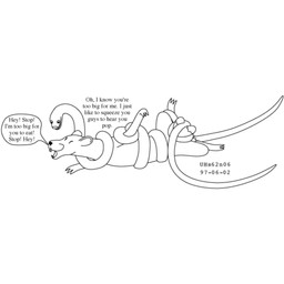 ball_crush ball_squeeze balls bound dialogue duo explicitly_stated_nonconsent feral forced fur genitals imminent_ball_popping male male/male nude open_mouth spread_legs spreading tail yelling urbanhermit mammal murid murine rat reptile rodent scalie snake 1997 black_and_white dated monochrome