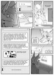 absurd_res anthro canid canine clothed clothing comic computer computer_mouse container cup dialogue drinking duo ear_piercing electronics english_text fox hi_res inner_ear_fluff keyboard kif_yppreah kifyun2 male mammal monochrome mug piercing screen simple_background speech_bubble tatsuo_kimura text tuft
