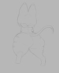 absurd_res anthro big_butt butt capcom digitigrade felid feline felyne female fur hair hi_res hood lynian mammal monochrome monster_hunter monster_hunter_stories monster_hunter_stories_2:_wings_of_ruin palico rear_view scarf sketch solo stitchwool striped_body striped_fur stripes tail thick_thighs tsukino_(monster_hunter_stories) wide_hips