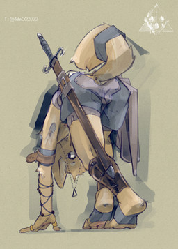 accessory all_fours anthro arm_support arm_tuft armband armor ass_up bent_over biped blue_eyes bottomwear brown_armor buckle claws clothed clothed_anthro clothed_male clothing countershade_fur countershade_tail countershading crossed_legs digit_ring elbow_tuft eyebrows feet finger_claws finger_ring fingerpads fingers folded foot_tuft footwear forward_arm_support fur furgonomic_bottomwear furgonomics greaves green_background grey_armband grey_bottomwear grey_clothing grey_footwear grey_shorts head_tuft heel_tuft humanoid_hands humanoid_heel jewelry logo looking_at_viewer low-angle_view male male_anthro melee_weapon multicolored_body multicolored_fur multicolored_tail necklace pawpads pink_pawpads plantigrade plantigrade_pawpads pose raised_heel raised_tail rear_view scabbard shorts simple_background solo standing stirrup_footwear straps sword tail tail_accessory tailband tan_body tan_countershading tan_eyebrows tan_fur tan_inner_ear tan_tail tan_tuft text textured_background three-quarter_view tiptoes toe_claws toes topless topless_anthro topless_male tuft two_tone_body two_tone_fur two_tone_tail weapon white_text yellow_body yellow_fur yellow_tail yellow_tuft young young_anthro young_male john002021 canid canine canis domestic_dog mammal 2022 absurd_res artist_logo artist_name chinese_description dated full-length_portrait hi_res pinup portrait shaded tan_theme