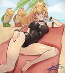 animal_humanoid anthro beach big_breasts black_clothing black_nails black_swimwear blonde_hair blue_eyes blush blush_lines bowser bowsette_meme bracelet breasts cleavage clothed clothing collar colored_nails crossgender crown ear_piercing eltonel eyelashes female footwear green_clothing green_footwear green_shell green_shoes group hair headgear hi_res horn horned_humanoid humanoid jewelry koopa koopa_humanoid koopa_troopa leotard looking_at_viewer male mario_bros meme nails navel_outline nintendo not_furry_focus one-piece_swimsuit piercing ponytail red_clothing red_footwear red_shell red_shoes scales scalie scalie_humanoid sea sharp_teeth shell shoes smile solo_focus spiked_bracelet spiked_collar spikes super_crown swimwear tan_body tan_skin teeth thick_thighs trio water white_horn wide_hips yellow_body yellow_scales
