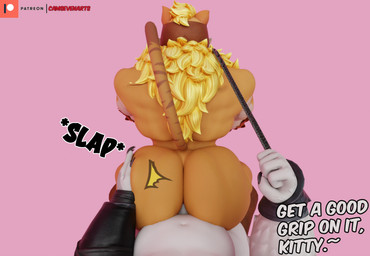 5_fingers anal anthro big_butt blonde_hair brown_body brown_clothing brown_fur brown_headwear brown_tail_tip butt butt_slap claws clothing dialogue dipstick_tail duo finger_claws fingers from_behind_position fur hair headgear headwear leash male male/male markings multicolored_body multicolored_fur navel onomatopoeia orange_body orange_fur patreon_logo pink_background sex simple_background slap sound_effects striped_body striped_fur stripes tail tail_markings talking_to_another text white_body white_fur camseven epic_games fortnite patreon meowtooth polar_patroller bear domestic_cat felid feline felis mammal pantherine polar_bear tiger ursine 3d_(artwork) digital_media_(artwork) english_text hi_res