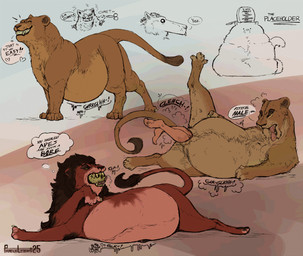 belly big_belly black_body black_fur bone brown_body brown_fur claws death fatal_vore female female_pred feral feral_pred fur fur_markings group male male_pred markings multicolored_body multicolored_fur oral_vore pawpads red_body red_fur sharp_teeth skull tan_body tan_fur teeth tongue tongue_out trio unbirthing vaginal vore pardusliberty disney the_lion_king nala_(the_lion_king) scar_(the_lion_king) zira_(the_lion_king) felid human lion mammal pantherine hi_res