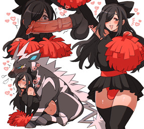 accessory admiring animal_genitalia animal_penis arm_warmers armwear bestiality black_body black_clothing black_fur black_hair black_legwear black_shirt black_stockings black_topwear blush bottomwear bow_ribbon breath bulge cheerleader cheerleader_outfit cheerleader_pose clothing dominant dominant_feral duo equine_genitalia equine_penis erection femboy feral feral_penetrating feral_penetrating_human flared_penis from_behind_position fur genitals hair hair_accessory hair_bow hair_ribbon heart_symbol human_on_feral human_penetrated interspecies kneeling legwear long_hair looking_pleasured male male/male medial_ring miniskirt mounting one_eye_obstructed panting penetration penis pom_poms ribbons sex shirt shocked skirt stockings thick_thighs topwear white_body white_fur gobrnlvr nintendo pokemon equid generation_5_pokemon human mammal pokemon_(species) zebstrika hi_res