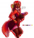 anthro areola big_breasts black_nipples black_nose breasts brown_hair clothing female fur hair hair_over_eyes lingerie mature_anthro mature_female nipples red_body red_fur smile solo translucent translucent_clothing hidden_(artist) hidden_orosubi canid canine fox mammal