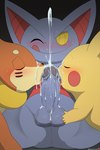 2:3 absurd_res ambiguous_gender anthro anus balls blush bodily_fluids buizel collaborative collaborative_fellatio collaborative_sex cum cum_on_balls cum_on_face cum_on_penis cumshot ejaculation erection fellatio generation_1_pokemon generation_4_pokemon genital_fluids genitals gliscor group group_sex hand_on_balls hi_res humanoid_hands licking male male/ambiguous nintendo one_eye_closed oral penile penis penis_lick pikachu pokemon pokemon_(species) sex spread_legs spreading sweat threesome tongue tongue_out trio winick-lim