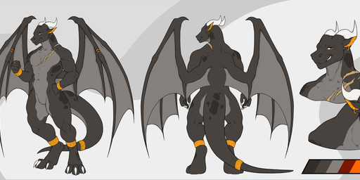 accessory anklet anthro biped claws digitigrade ear_piercing ear_ring featureless_crotch feet fingers fist front_view furgonomics furry-specific_piercing grey_background grey_body hand_on_hip horn jewelry long_tail looking_at_viewer male markings membrane_(anatomy) membranous_wings multiple_poses navel non-mammal_navel nude_anthro nude_male open_mouth orange_mouth orange_tongue pecs piercing pose rear_view red_eyes ring_(jewelry) ring_piercing scar simple_background smile smirk smug solo spots spotted_markings standing tail tail_accessory tailband toe_claws toes tongue tongue_out wing_ring wings wristband spottedp_anda0046 mythology dragon mythological_creature mythological_scalie scalie 2025 colored full-length_portrait hi_res model_sheet portrait