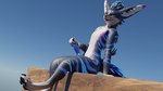 16:9 3d_(artwork) animal_genitalia anthro blep blue_penis canine_genitalia digital_media_(artwork) erection eyes_closed genitals hi_res knot male penis rexouium rones_(character) sitting solo take_yes tongue tongue_out widescreen