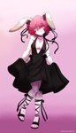 anthro biped clothing doll dress hair holidays pink_hair solo caninelove halloween koda_(koda57477247) lagomorph leporid mammal rabbit 2022 digital_media_(artwork) hi_res trans_(lore)