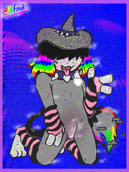 3_fingers 3_toes after_masturbation alternative_fashion andromorph anthro arm_warmers armwear bangs blush blush_lines bodily_fluids body_blush breath clitoris clothed clothing collar covered_eyes feet fingers flat_chested genital_fluids genitals glitch hair hair_over_eyes hat headgear headwear intersex kneeling leg_warmers legwear multicolored_hair open_mouth partially_clothed pattern_arm_warmers pattern_armwear pattern_clothing pattern_leg_warmers pattern_legwear pokemorph rainbow_hair rainbow_tail_tuft solo sparklefur spiked_collar spikes steam striped_arm_warmers striped_armwear striped_clothing striped_leg_warmers striped_legwear stripes tail tail_tuft toes tongue tongue_out tuft vaginal_fluids vaginal_fluids_on_hand vaginal_fluids_on_vulva vulva vulva_blush webcore pkfreak nintendo pokemon vivi_(psykwol) generation_2_pokemon pokemon_(species) smeargle 3:4 hi_res female_(lore)