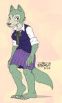 5_toes anthro barefoot biped bottomwear breasts clothed clothing crossgender feet female mtf_crossgender skirt solo toes drjavi beastars legoshi_(beastars) canid canine canis mammal wolf 2019 3:5