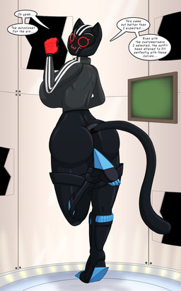 after_transformation anthro big_breasts big_butt blush breasts butt clothed clothing consensual_transformation dialogue female gender_transformation gloves handwear happy huge_butt human_to_anthro inside long_sleeves mtf_transformation on_one_leg solo species_transformation speech_bubble standing tail text transformation year runningtoaster epic_games fortnite panther_(fortnite) felid mammal 2024 artist_name digital_drawing_(artwork) digital_media_(artwork) english_text hi_res