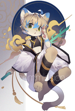 ambiguous_gender anthro countershading fur green_eyes hand_pawpads kemono looking_at_viewer open_mouth solo tan_body tan_fur young young_anthro emolga_1 mammal 2023 chinese_description hi_res watermark