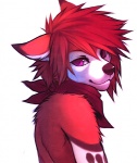 anthro clothed clothing fur hair kerchief looking_at_viewer looking_back male markings multicolored_body multicolored_ears multicolored_fur neckerchief neckwear purple_eyes red_body red_clothing red_ears red_fur red_hair red_kerchief red_markings red_neckerchief red_nose simple_background solo two_tone_body two_tone_ears two_tone_fur white_background white_body white_ears white_fur falvie cenny canid canine canis domestic_dog husky mammal nordic_sled_dog spitz 2013 bust_portrait digital_media_(artwork) portrait