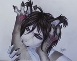 4_toes 5_fingers anthro anthro_on_anthro anthro_on_bottom anthro_on_top athletic athletic_anthro athletic_male back_markings barefoot black_body black_ears black_fur black_hair black_nose blue_eyes body_part_in_mouth canine_paws claws clothed clothing dominant duo ear_markings eye_markings eyebrows feet finger_claws fingers foot_bite foot_fetish foot_focus foot_in_mouth foot_lick foot_play fur grey_back grey_body grey_fur grey_legs grey_markings grey_paws hair head_markings hindpaw inner_ear_fluff leg_markings licking long_hair male male/male markings multicolored_body multicolored_fur nude nude_anthro nude_male pawpads paws plantigrade red_markings sex shoeless simple_background skinny slim slim_anthro slim_male small_waist socks_(marking) standing teeth toe_claws toes tongue topless topless_anthro tuft white_arms white_back white_background white_body white_chest white_feet white_fingers white_fur white_legs white_paws white_toes voyta eric_martins canid canine canis domestic_dog mammal rodent sciurid tree_squirrel hi_res portrait traditional_media_(artwork)