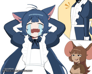 breast_envy brown_hair clothing crossgender duo female hair humanoidized maid_uniform mtf_crossgender uniform morgzkun metro-goldwyn-mayer tom_and_jerry jerry_mouse thomas_cat animal_humanoid cat_humanoid felid felid_humanoid feline feline_humanoid felis humanoid mammal mammal_humanoid mouse_humanoid murid murid_humanoid murine murine_humanoid rodent rodent_humanoid hi_res
