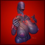 5_fingers anthro big_breasts black_body black_skin border breasts eyeless female fingers huge_breasts huge_lips lips markings muscular muscular_anthro nipple_piercing nipples nude piercing red_border red_markings simple_background solo tattoo thick_lips sinshaar yetzer_hara annelid demon humanoid jinn leech monster monstrous_humanoid mouth_creature 1:1 3d_(artwork) digital_media_(artwork)